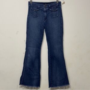 7 for All Mankind Flare Jeans Medium Wash Frayed Hem Denim 29